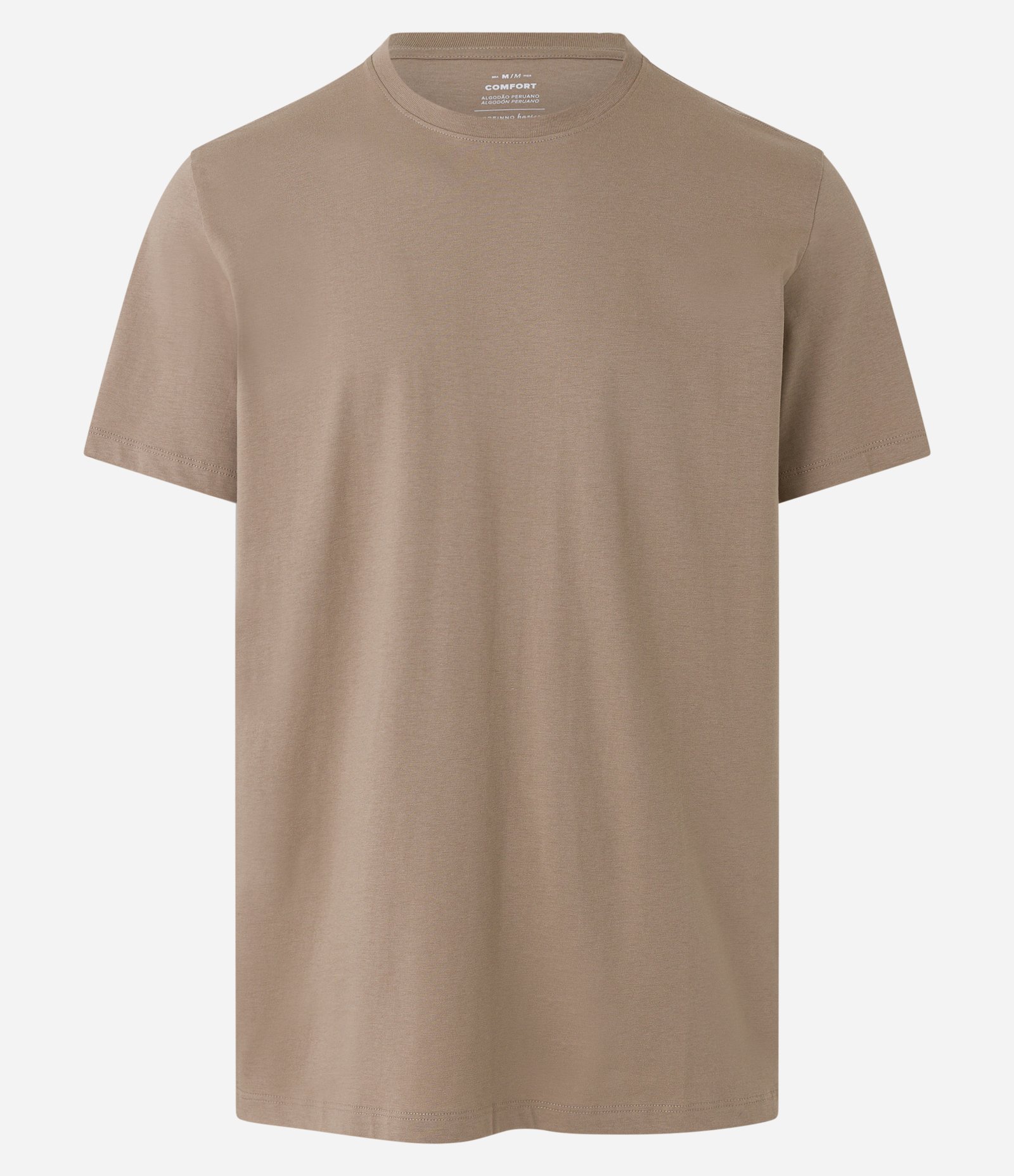 Camiseta Comfort Básica em Algodão Peruano Marrom Claro 4