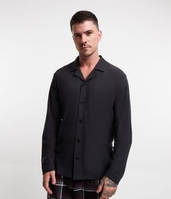 Camisa de Pijama em Fleece com Abotoamento Frontal