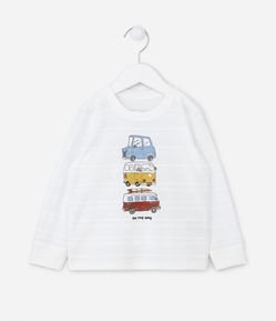 Camiseta Infantil Texturizada com Estampa de Carros Antigos  - Tam 1 a 5 Anos
