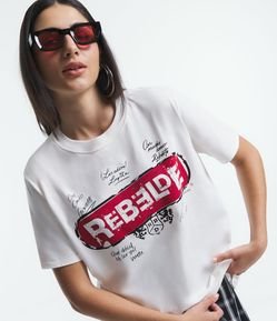 Camiseta Meia Malha com Manga Curta e Estampa RBD
