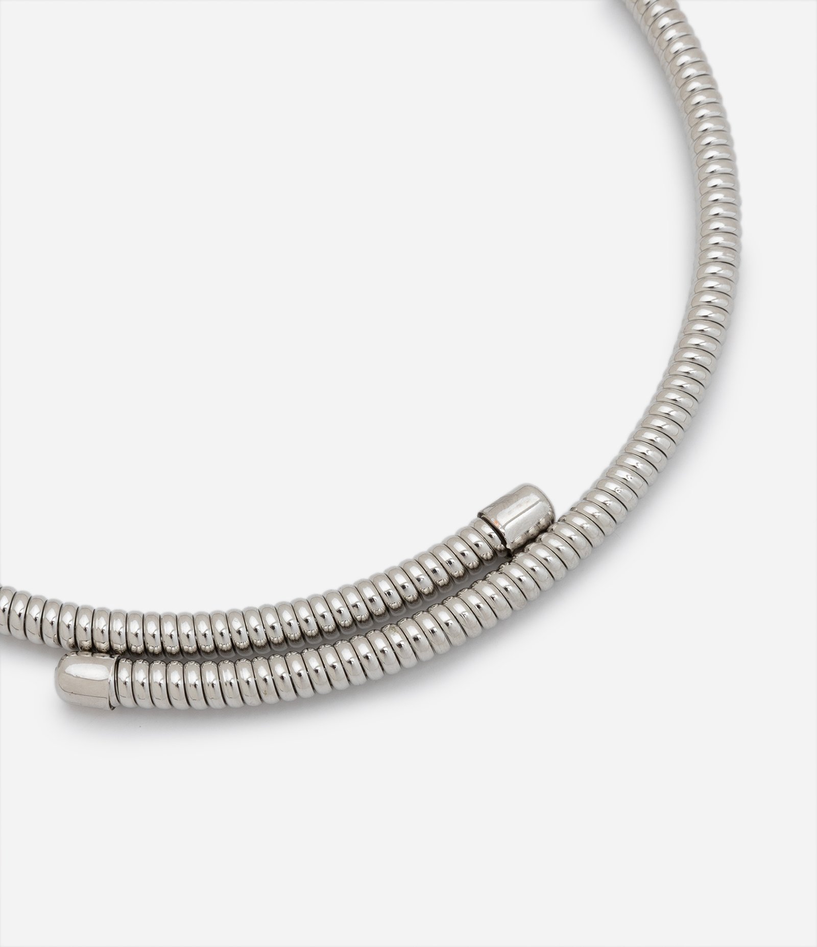 Colar Choker de Mola com Textura Rabo de Rato Prata 1
