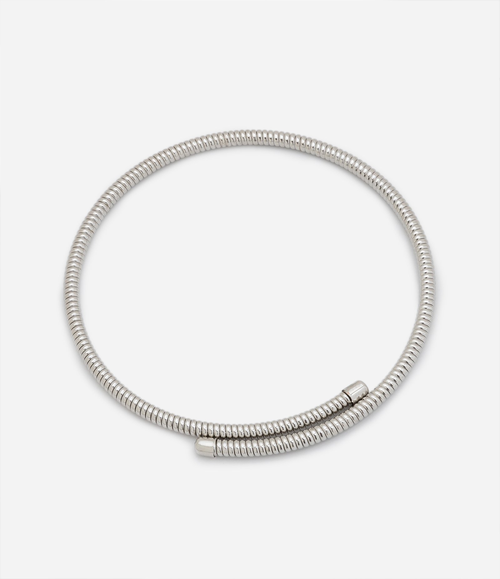 Colar Choker de Mola com Textura Rabo de Rato Prata 2