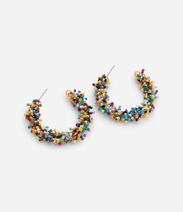 Brinco Argola com Mini Miçangas Coloridas