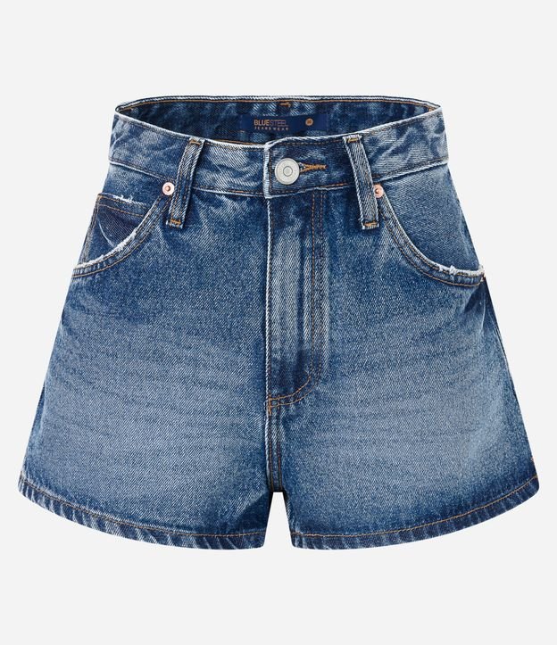 Short Cintura Alta em Jeans com Leves Puídos Azul 5