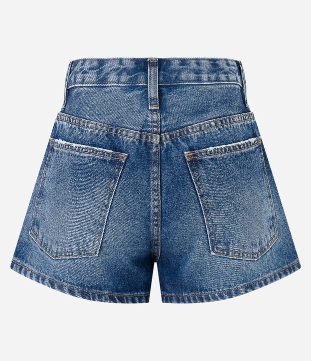Short Cintura Alta em Jeans com Leves Puídos Azul 6