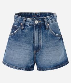 Short Cintura Alta em Jeans com Leves Puídos