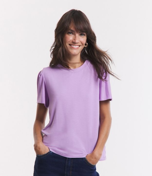 Blusa Manga Curta em Viscose com Prega na Cava