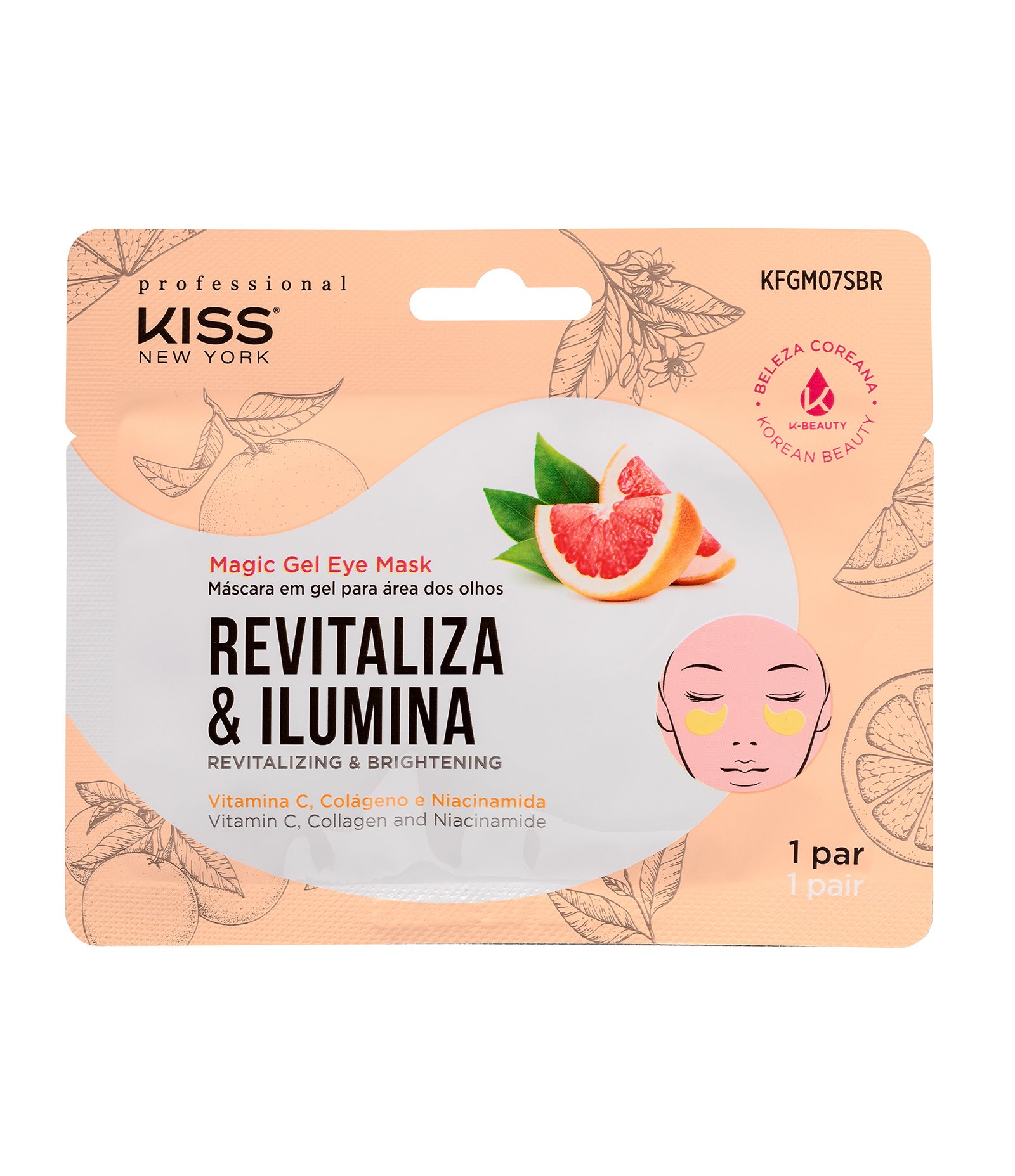 Mascara para Olhos Magic Gel Revitaliza e Ilumina Vit C Colageno e Niacinamida Kiss New York Professional U 1