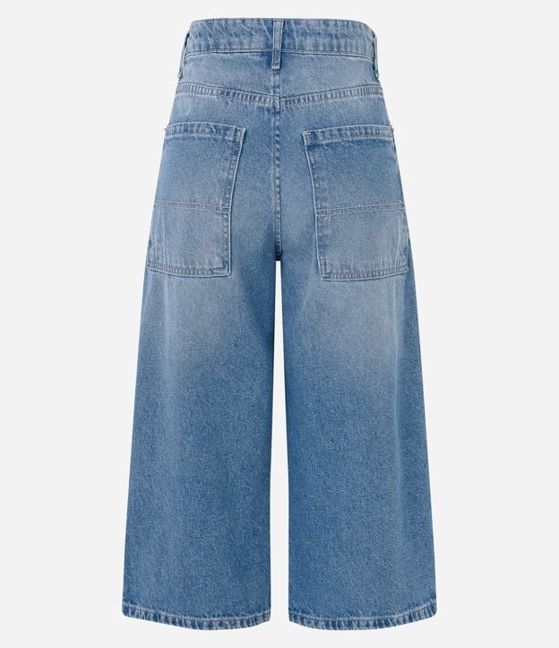 Bermuda Alongada Jeans com Bolsos Azul Médio 6
