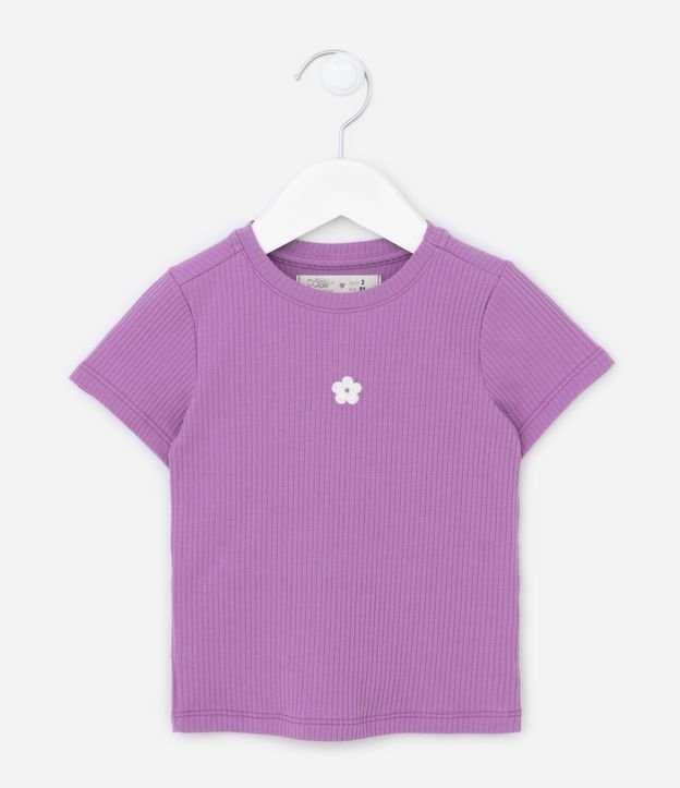 Blusa Infantil Caneladinha com Bordado de Florzinha - Tam 1 a 5 anos