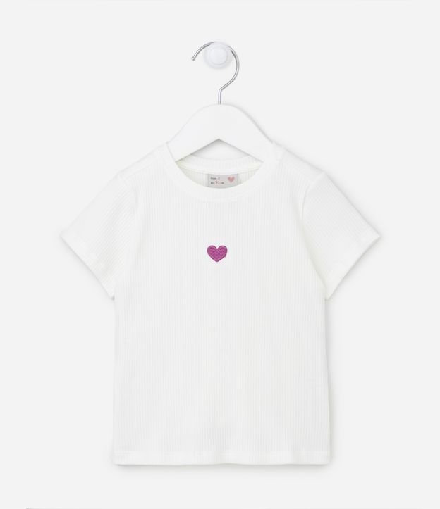 Blusa Infantil Caneladinha com Bordado de Coração - Tam 1 a 5 anos