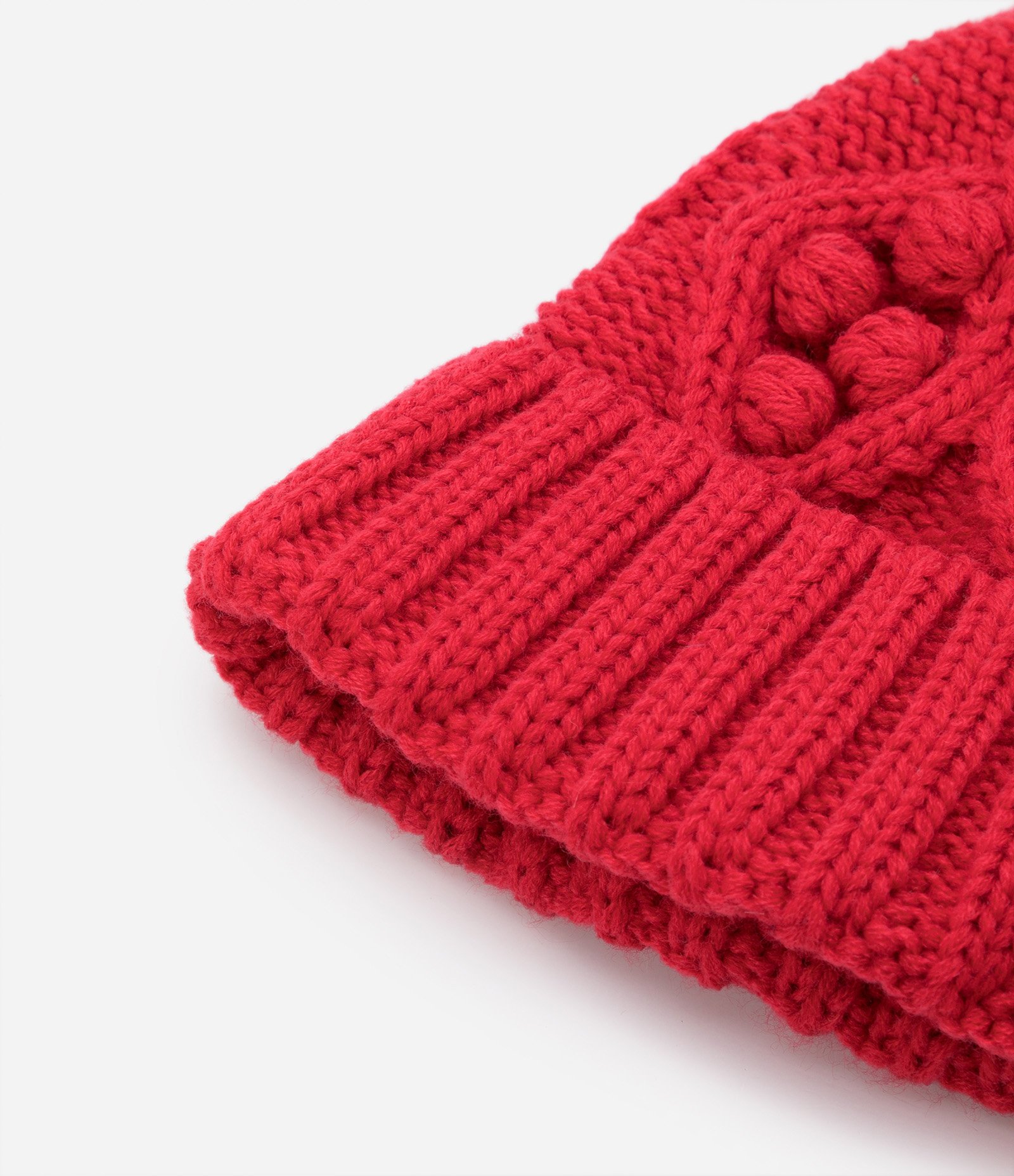 Gorro Infantil em Tricô Trabalhado e Pompom Vermelho 2