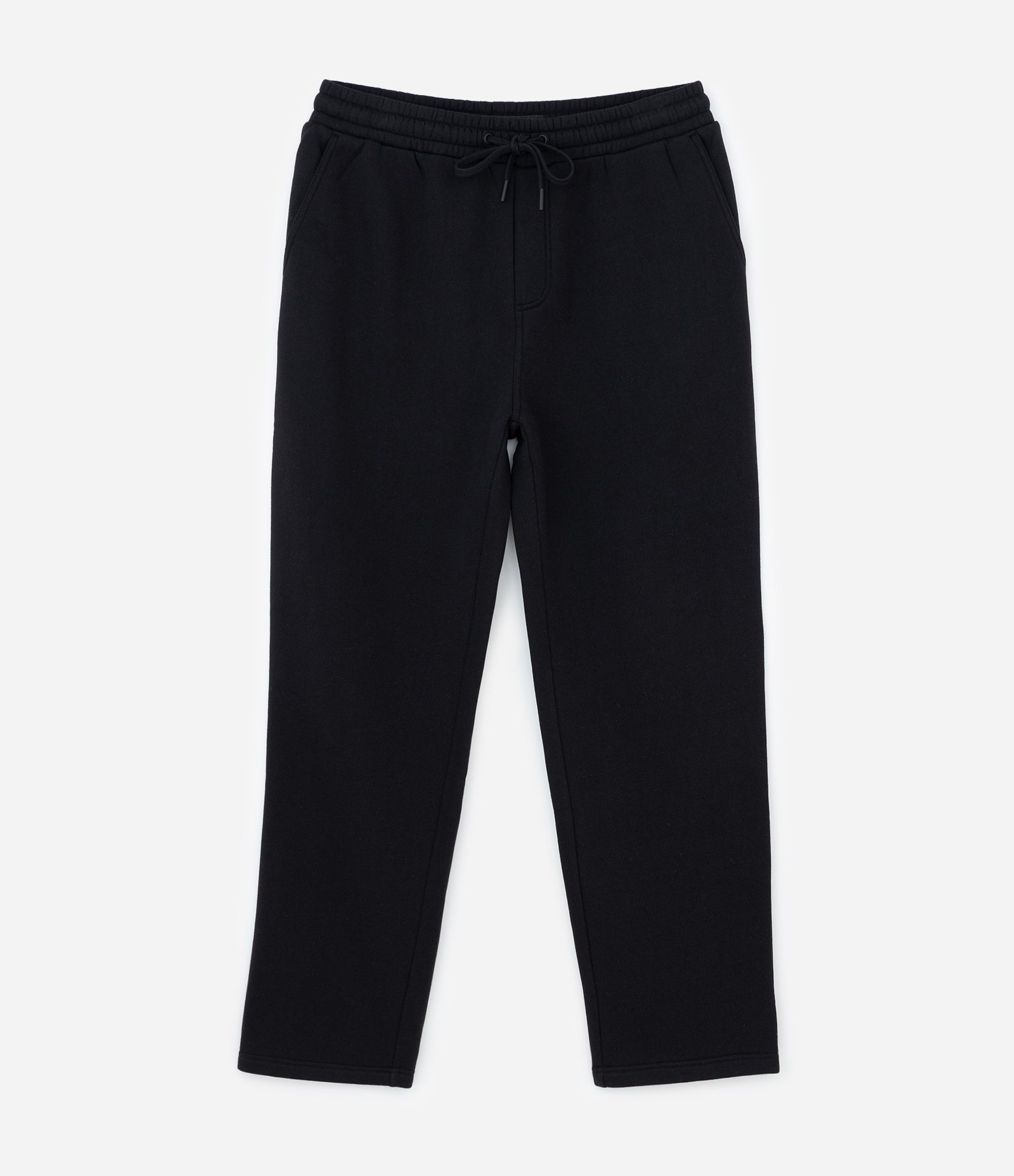 Calça Reta em Moletom com Bolsos e Amarração no Cós Preto 7