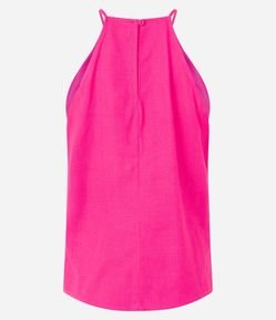 Blusa Sem Manga em Viscolinho com Pregas e Transpasse