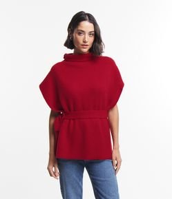Poncho com Gola Alta e Amarração