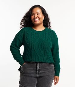 Suéter em Chenille com Textura Trançada Curve & Plus Size