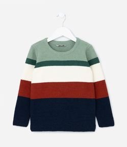 Blusão Infantil em Chenille com Bloco de Cores - Tam 1 a 5 anos