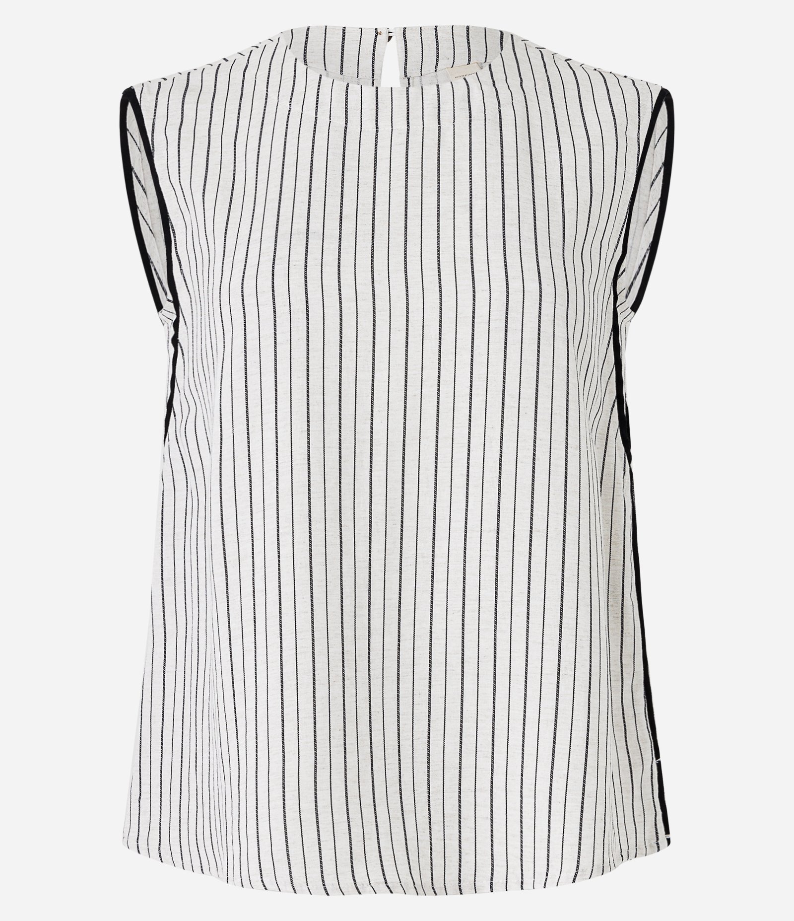 Blusa sem Manga em Viscolinho com Listras em Fio Tinto Branco 1