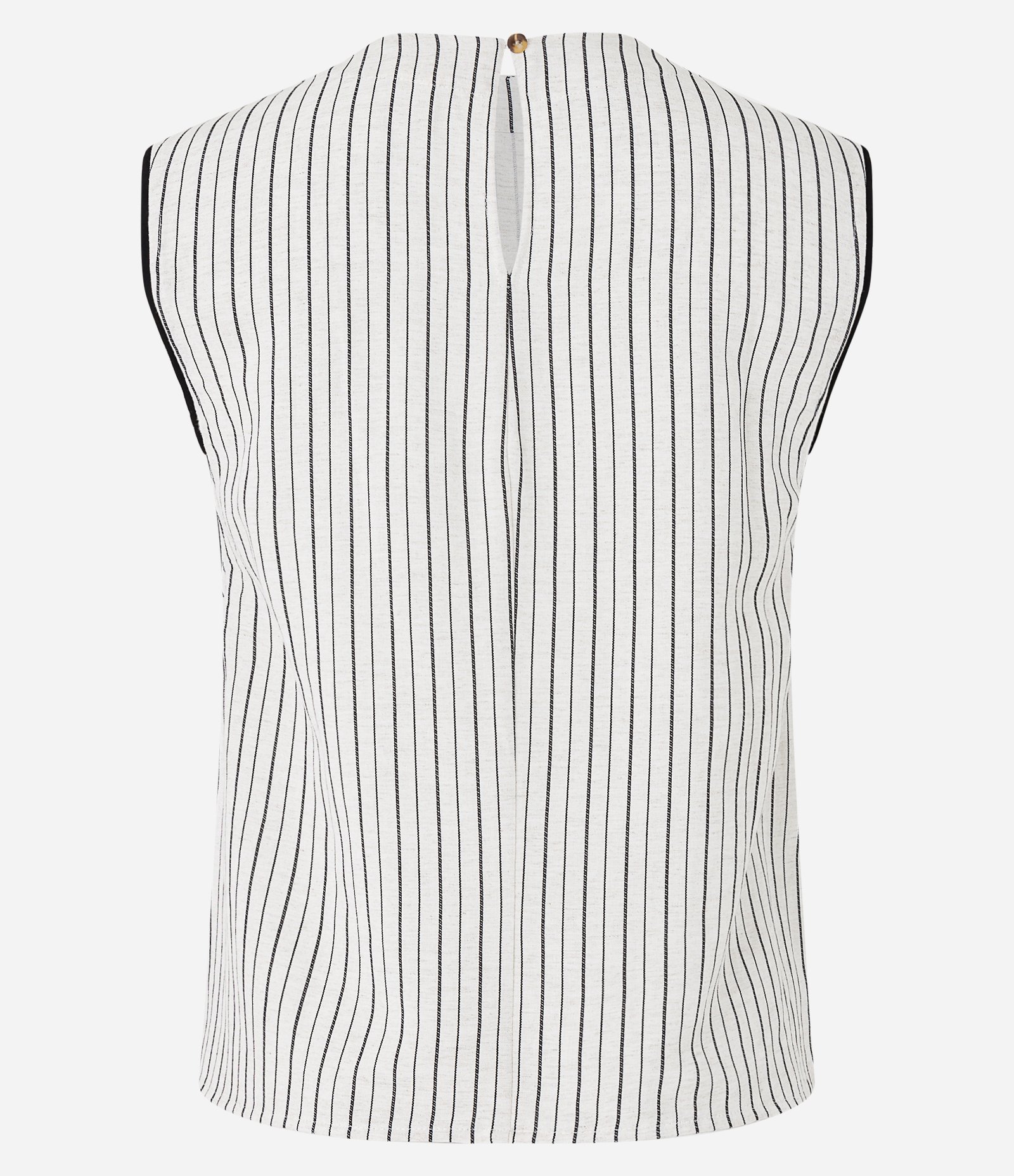 Blusa sem Manga em Viscolinho com Listras em Fio Tinto Branco 2