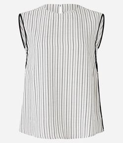Blusa sem Manga em Viscolinho com Listras em Fio Tinto