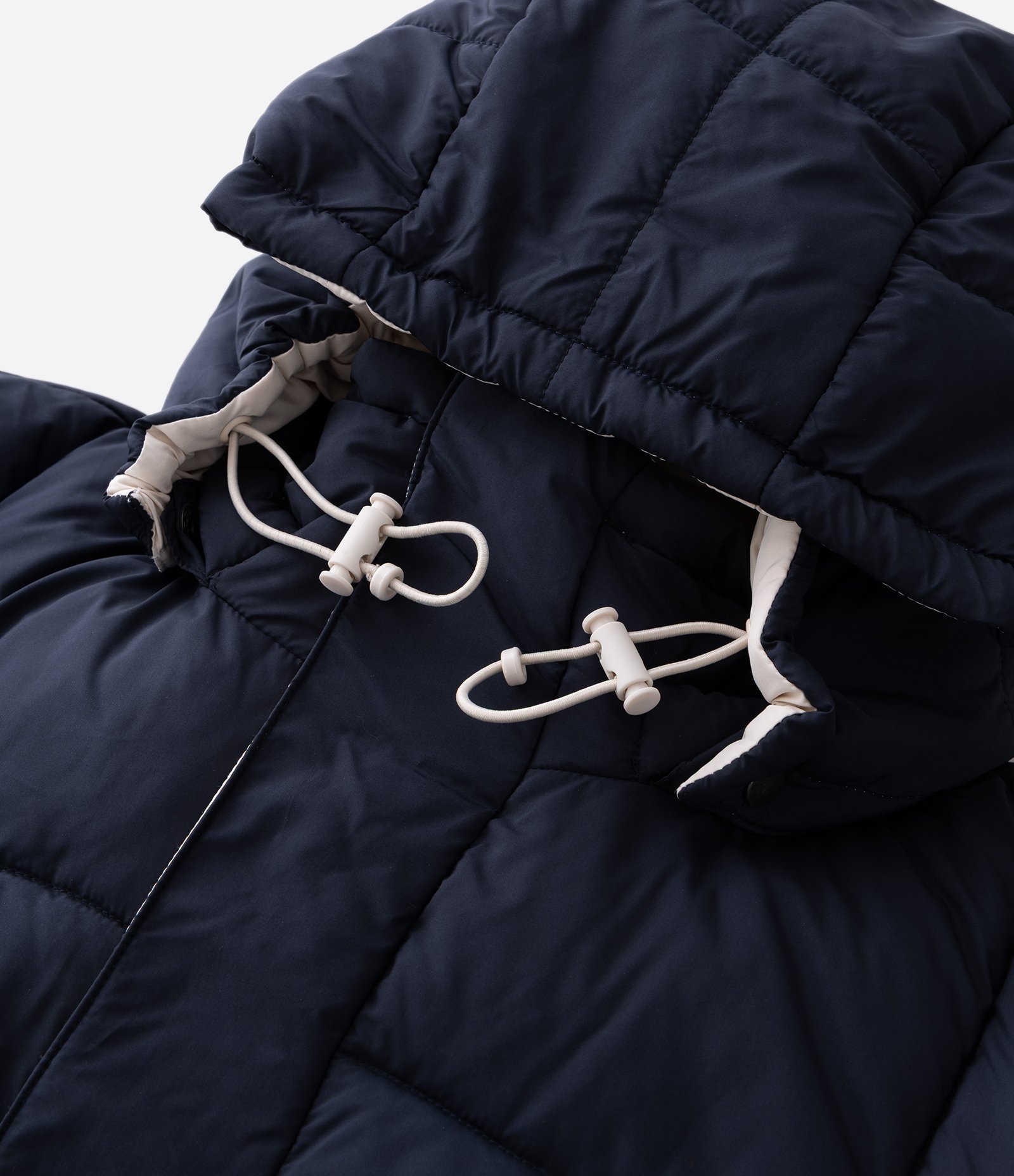 Jaqueta Puffer Dupla Face com Capuz e Gola Alta Azul / Off White 16