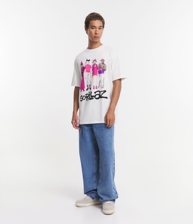 Camiseta em Meia Malha com Estampa Gorillaz