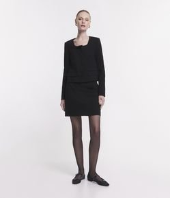 Saia em Ponto Roma com Lacinhos na Lateral e Fechamento em Zíper