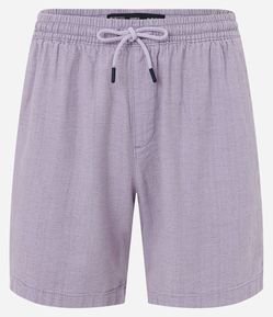 Bermuda Regular em Sarja com Cós Elástico e Textura