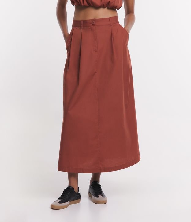 Saia New Midi em Tricoline com Cós Largo