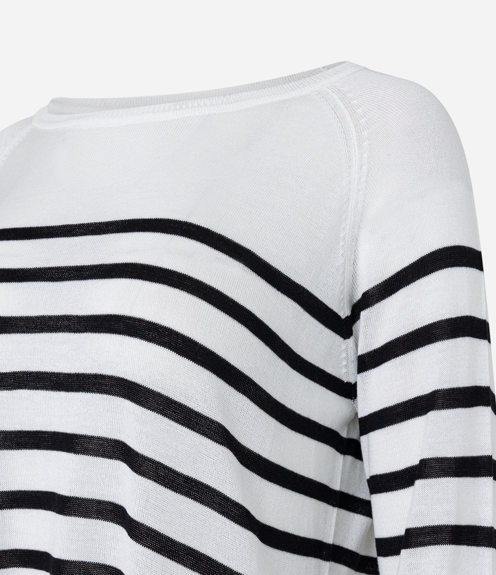 Suéter em Tricô com Estampa Listrada Branco 6