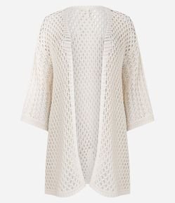 Saída de Praia Kimono em Crochê com Abertura Total Frontal