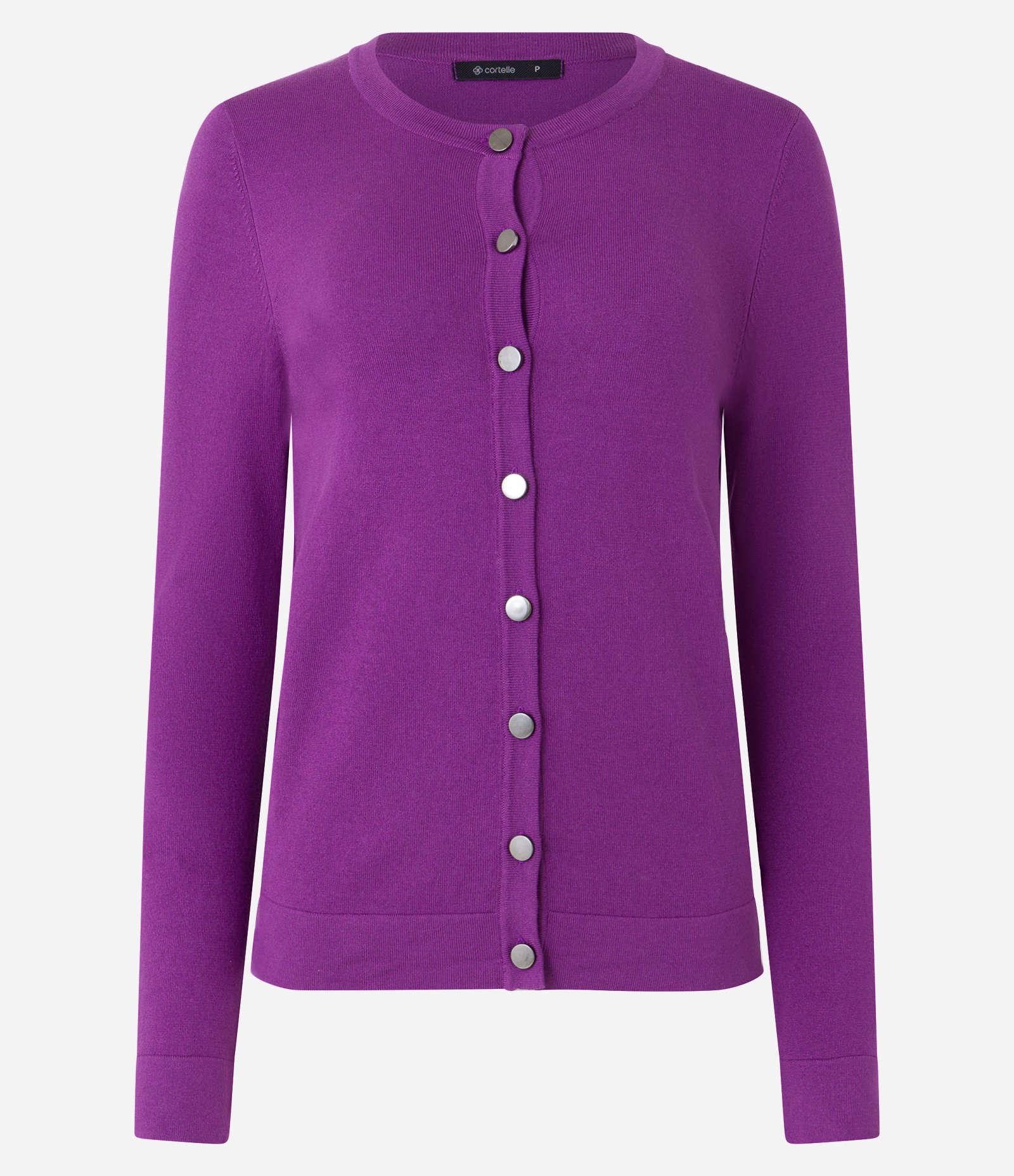 Cardigan Básico em Tricô com Abotoamento Frontal Roxo 6