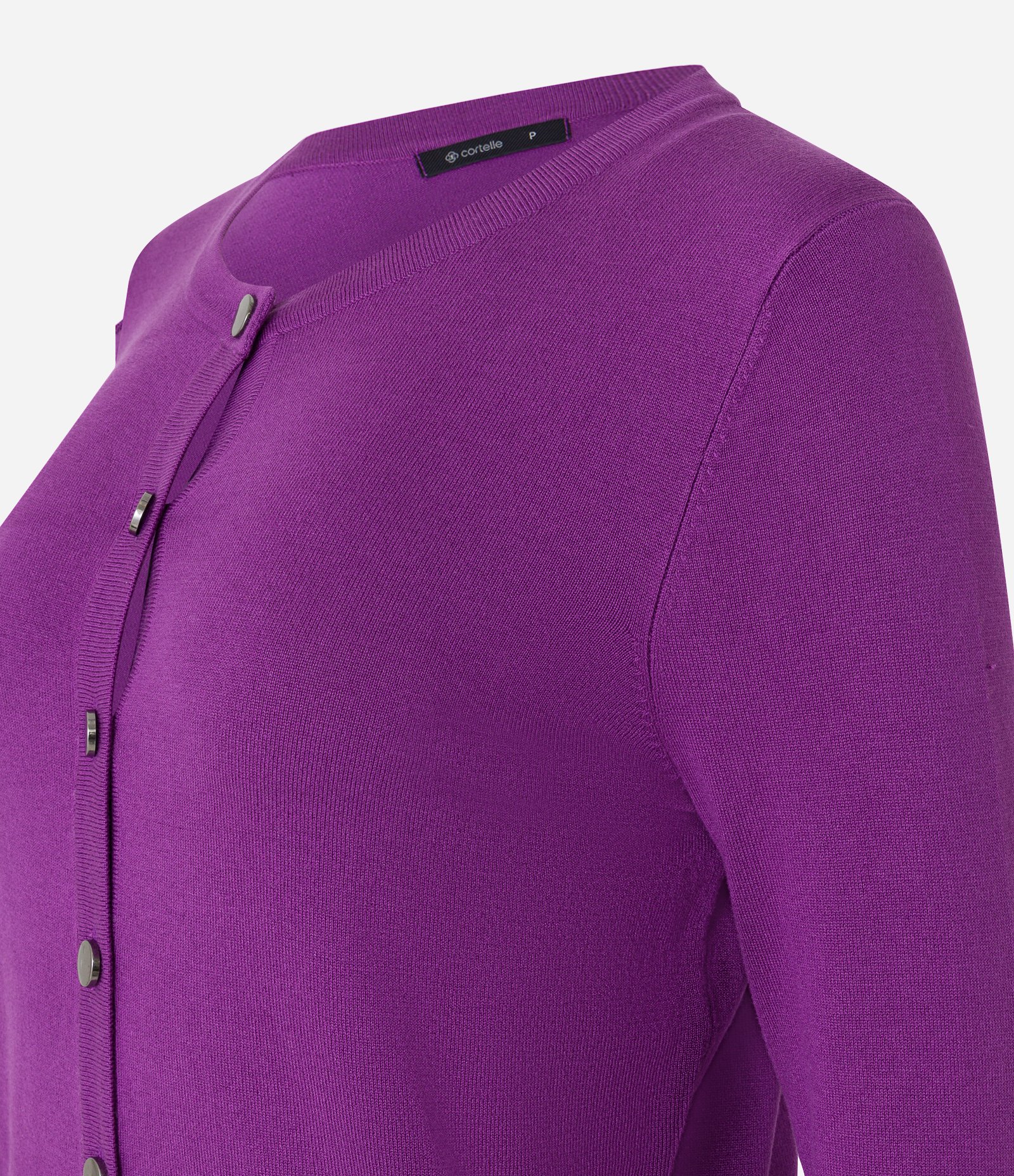 Cardigan Básico em Tricô com Abotoamento Frontal Roxo 7