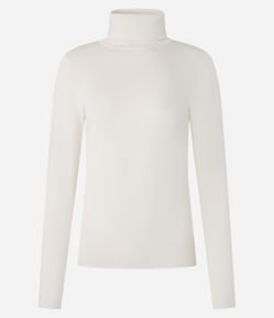 Suéter em Tricô com Gola Alta Estruturada