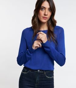 Suéter em Tricô com Gola Redonda