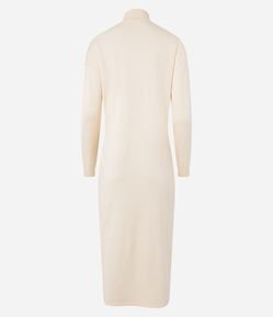 Vestido Midi em Tricô com Gola Alta e Manga Longa