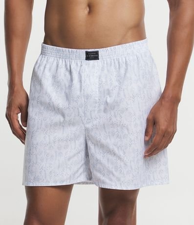 Cueca Samba Canção em Tricoline com Estampa de Folhagens Menor preço em Cueca Samba Canção em Tricoline com Estampa de Folhagens