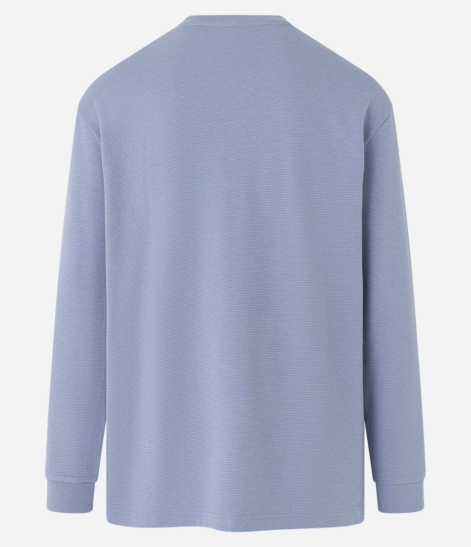 Camiseta Relaxed em Meia Malha com Textura e Manga Longa Azul 2