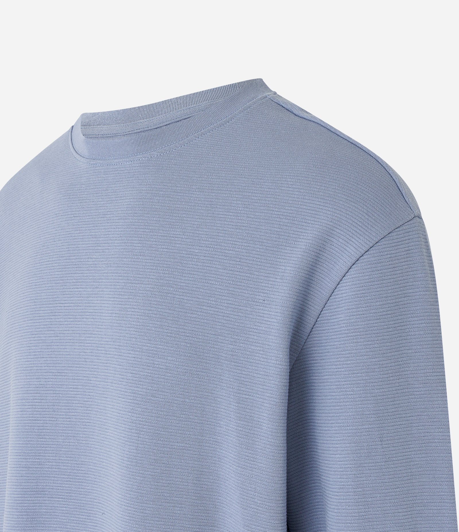 Camiseta Relaxed em Meia Malha com Textura e Manga Longa Azul 3