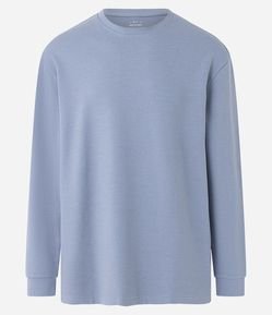 Camiseta Relaxed em Meia Malha com Textura e Manga Longa