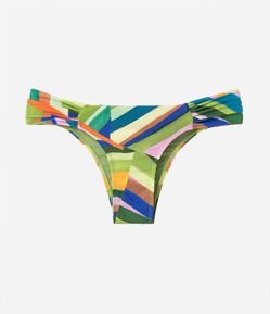 Biquíni Calcinha com Lateral Drapeada e Estampa Listras