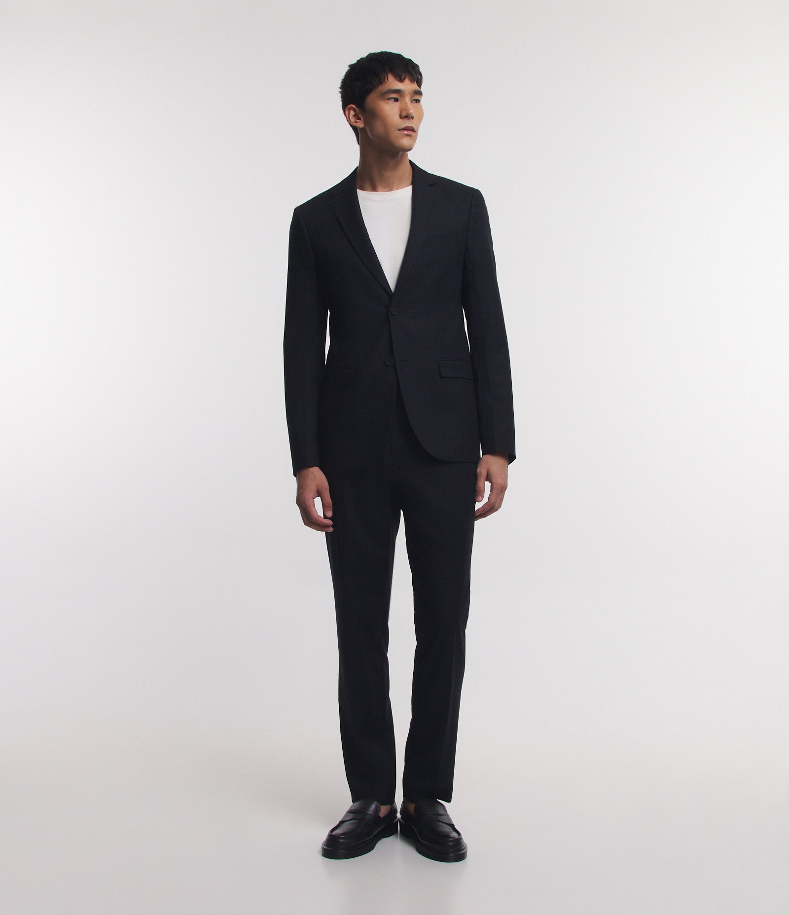 Paletó em Microfibra Xadrez com Lapelas Preto 2