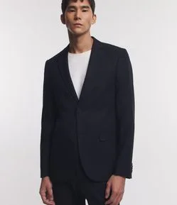 Paletó em Microfibra Xadrez com Lapelas