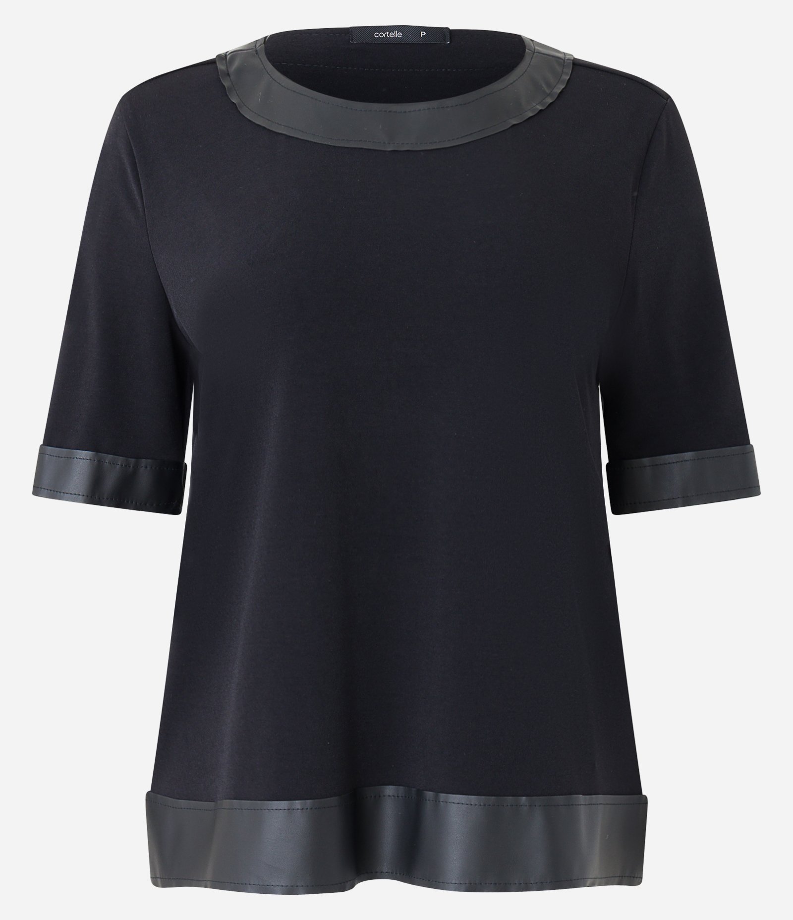 Blusa em Jersey com Detalhes em PU nas Bordas Preto 6