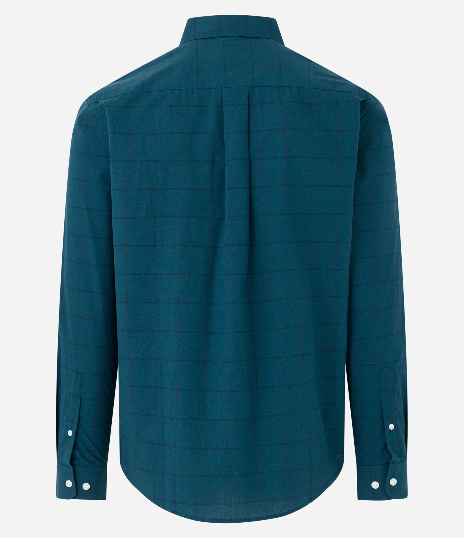 Camisa em Fil a Fil com Estampa Xadrez Grid Azul Petróleo 5