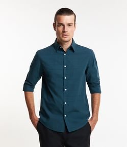 Camisa em Fil a Fil com Estampa Xadrez Grid