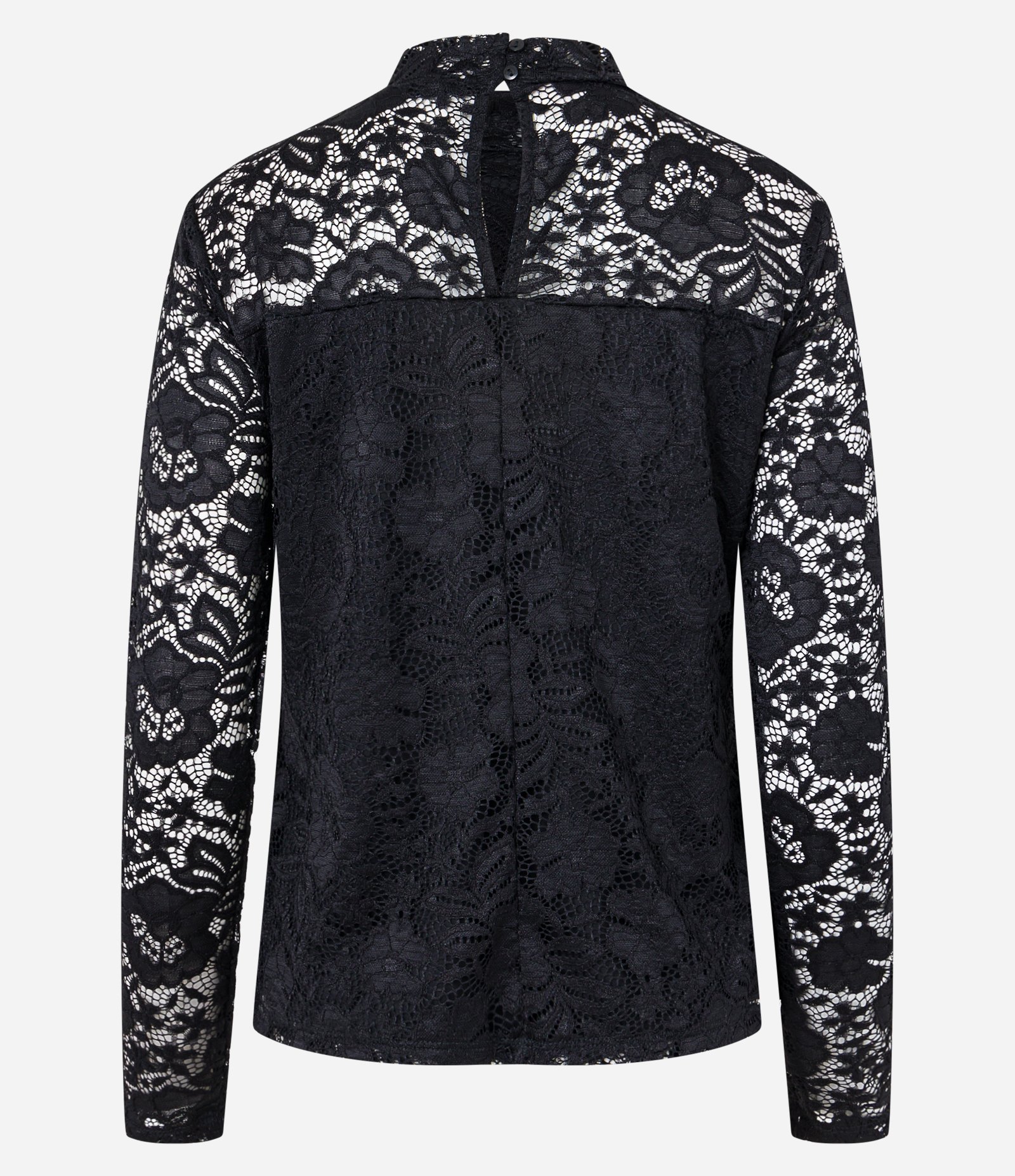 Blusa em Renda com Golinha e Transparência nas Mangas Preto 8
