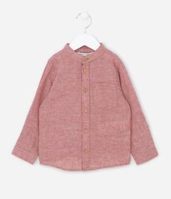 Camisa Infantil em Linho com Algodão e Bolsinho Frontal - Tam 1 a 4 anos