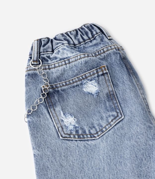 Calça Jeans Infantil com Corrente e Puídos - Tam 5 a 14 anos Azul 4