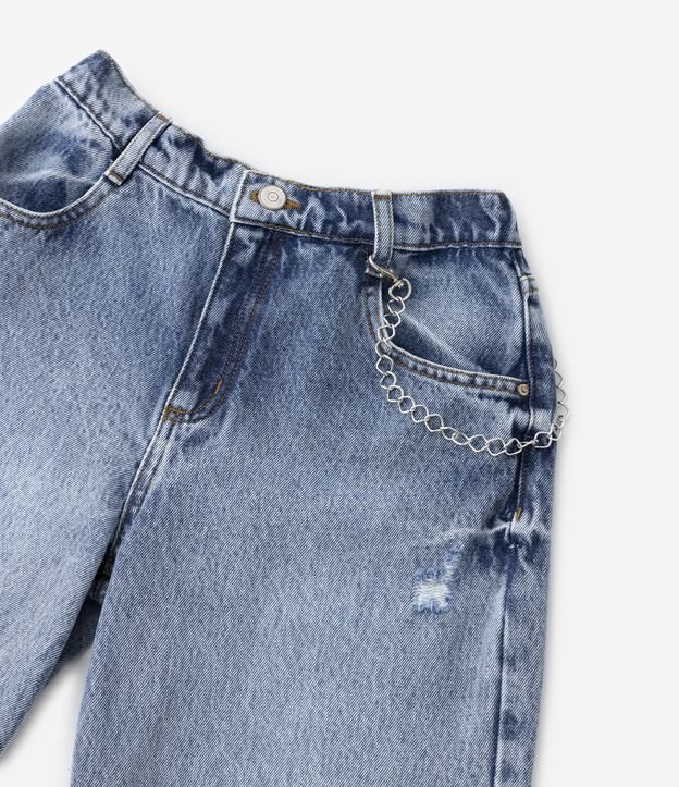 Calça Jeans Infantil com Corrente e Puídos - Tam 5 a 14 anos Azul 5
